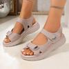 2025 Women's Summer New Fashion Round Toe Designer Wedge Sandals Women Outdoor Comfort Hook  Loop Plus Size 35-43Sandalias Mujer