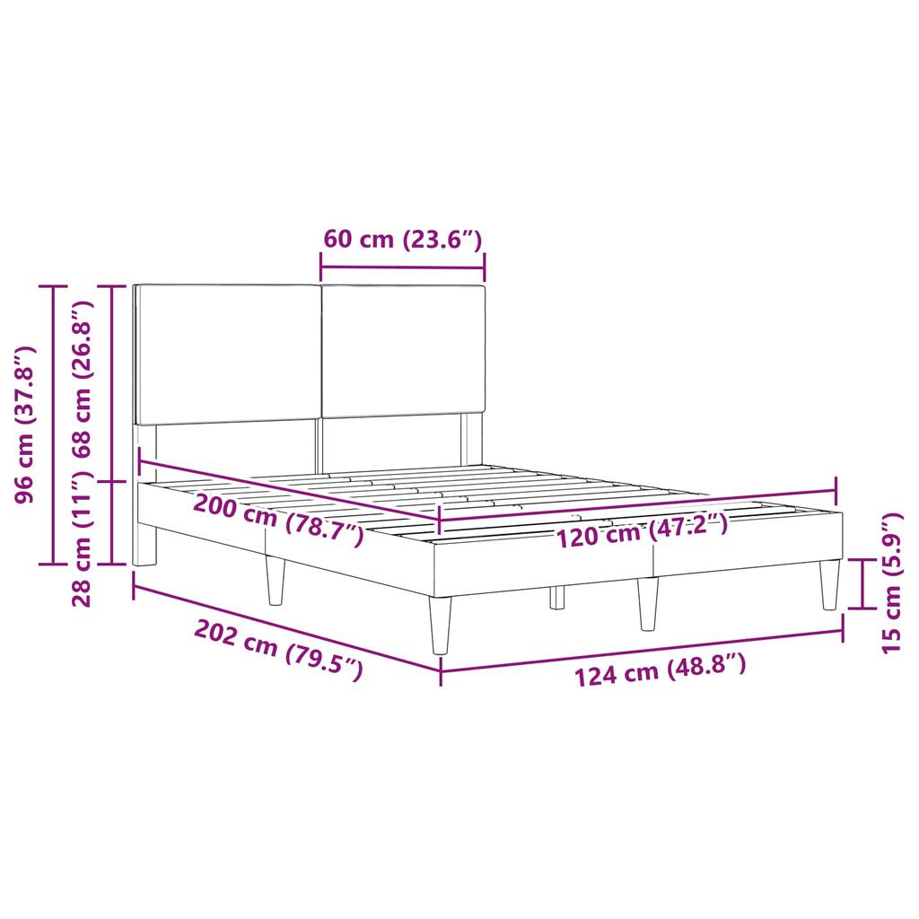 Bed Frame with Headboard Light Grey 120 x 200 cm Cord Fabric