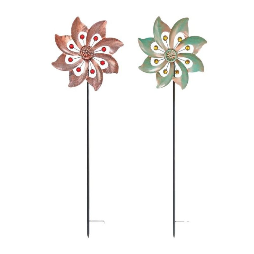 Creative Wind Spinners Rotating Flower Pinwheel Crafts Double Windmill Sculpture  Yard