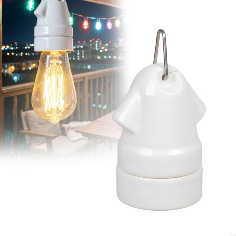 Heavy Duty Ceramic E27 Lamp Holder With GG50 Metal Hook For Bathroom Heaters Bulbs And LED Lights M4YD