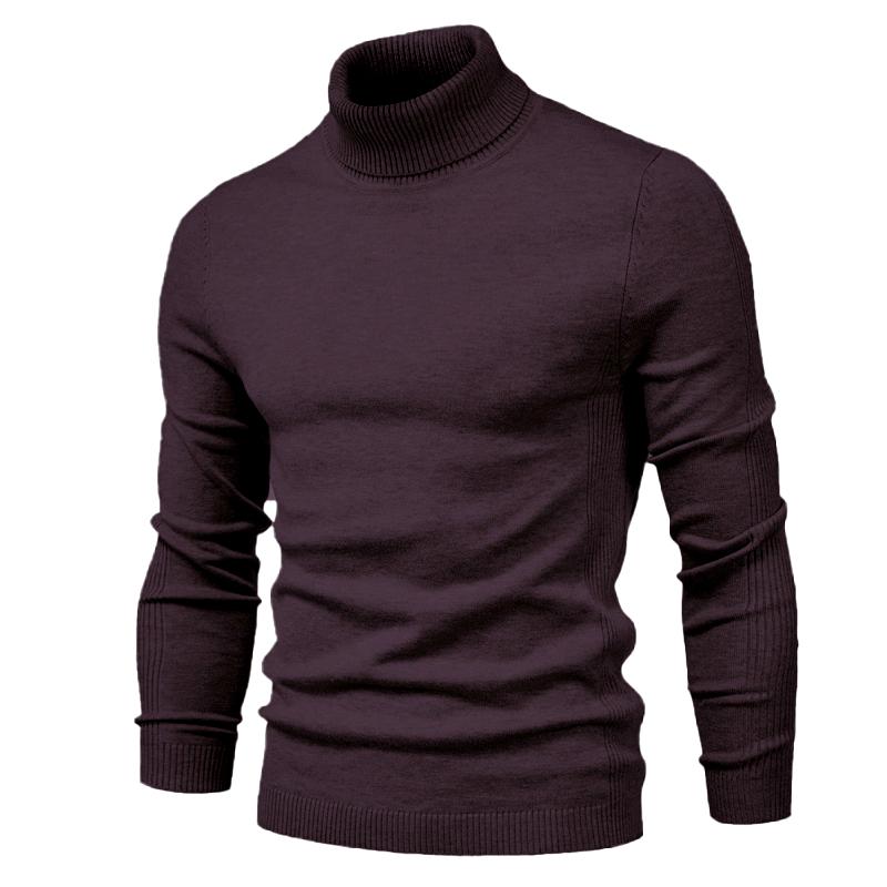 Autumn and Winter New Casual Men's Solid Color Pullover Sweater High Collar Men's Casual Knitwear