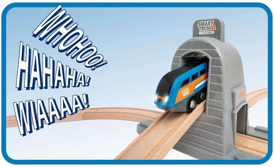 BRIO Smart Tech Sound DX Set [37 Pieces] 33972, Ages 3+ [Toy, Wooden Toy, Wooden Rail, Rail Set, Gift (Birthday/Christmas)]