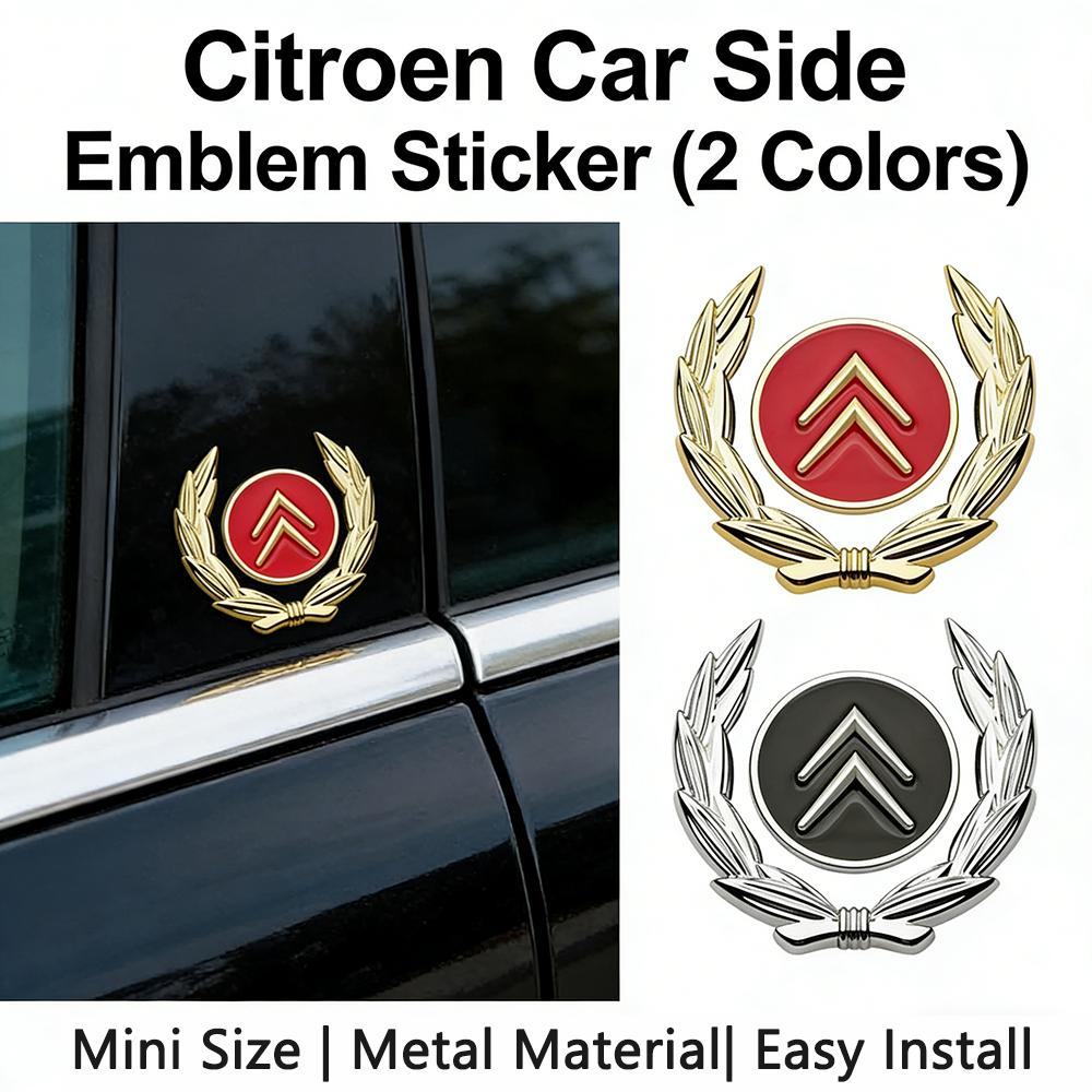 7.5×7.9cm Citroen Mini Emblem Car Side Sticker Metal Wheat Logo Badge For C2 C1 C3 C4 C5 Berlingo Auto Exterior Accessories