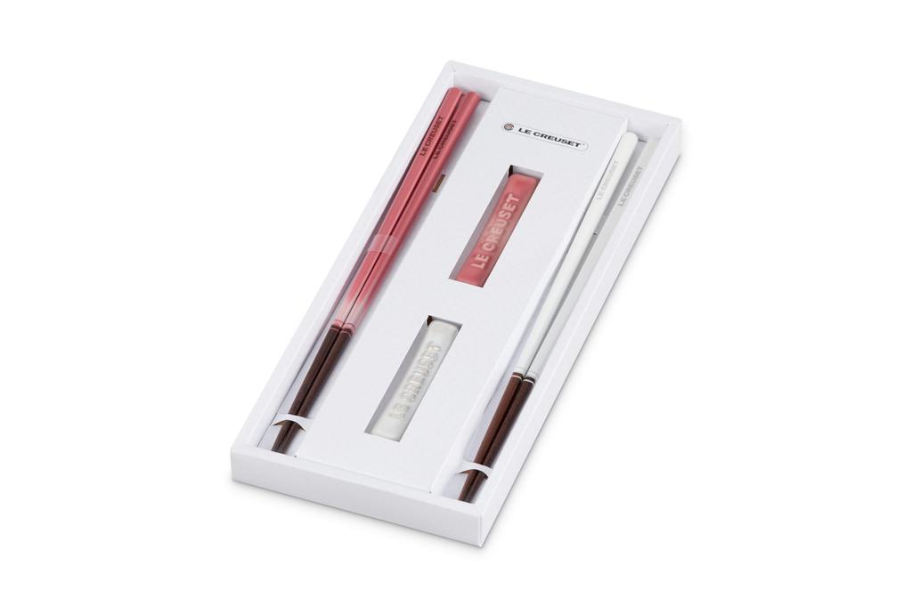 Le Creuset Meal Chopsticks 2 Good Chopstick Rest Set of 2 Chopsticks Rose Quartz White Made In Japan Wedding Gift Bridal Moving Gift Housewarming Gift
