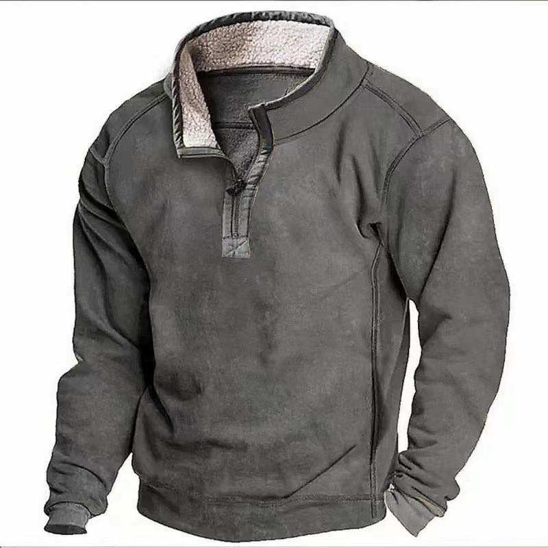 Mens Casual Hoodie With Zipper And Stand Collar For Fall Winter Warmth