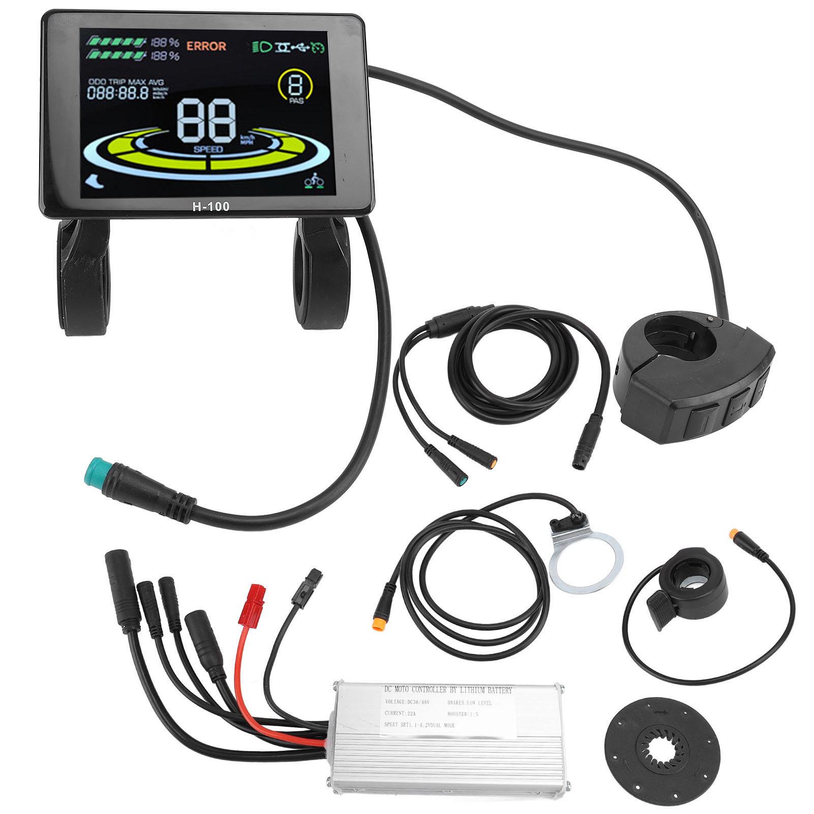 

22A Electric Controller Kit Water Resistant 36V 48V Heat Dissipation Electric Conversion Kit with Thumb Throttle LCD Display Panel