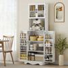 High-end kitchen buffet, 4-door kitchen cabinet, 8 spice racks, adjustable shelf, 60x39.5x179.6cm, white