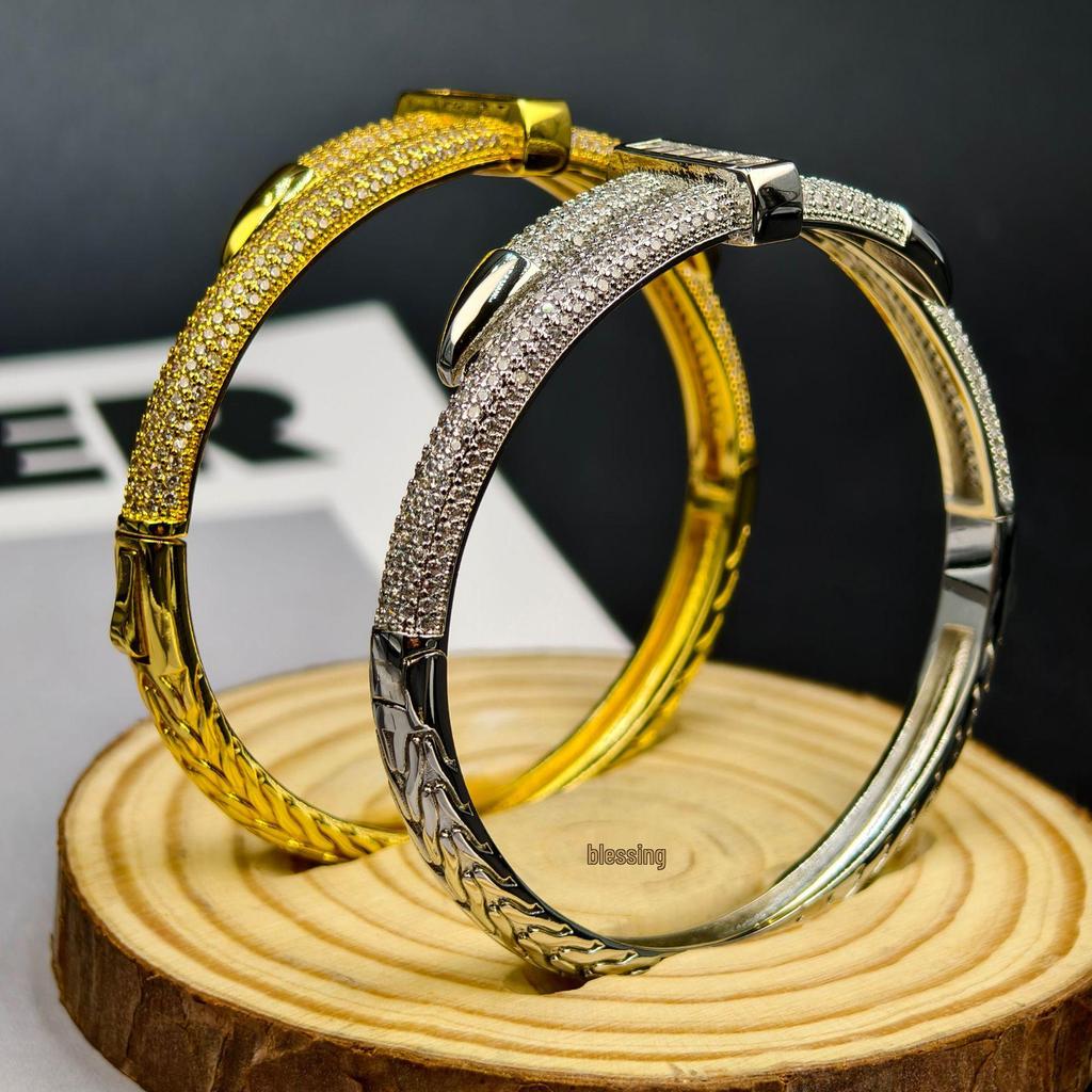 Electroplated Gold Nail Bracelet Ring with Zircon - Original 2025 Summer Jewelry Design
