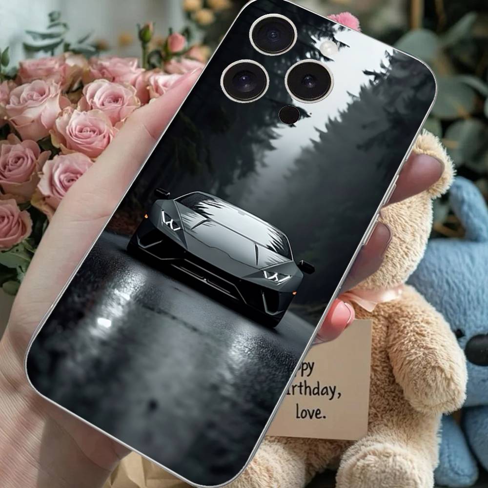 Sporty Cool A-LamborghiniS-H Phone Case For IPhone 16/15/11/13/14 Pro Max Plus/X/Xr/Xs Max/Se2020/12mini Transparent Clear Cove