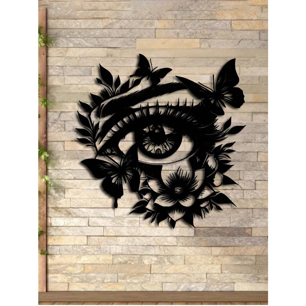 1 pezzo Fiore Occhio di Farfalla Arte da Parete in Metallo Decorazione Floreale Nera Artigianato Moderno per la Casa