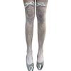 Lace Thigh High Socks With Rose Pattern Hollows Out Design Breathable Over Knee Stockings For Women Comfortable Polyester
