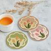 3PCS Non-slip Tulip Coaster Morandi Color Coffee Cup Pads Kitchen Accessories Dining Table Mat Home