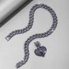 Street Hip-hop Style, Broken Personality, Cracked Heart Pendant, Hanging Chain, HIPHOP15mm Watch Buckle, Cuban Necklace