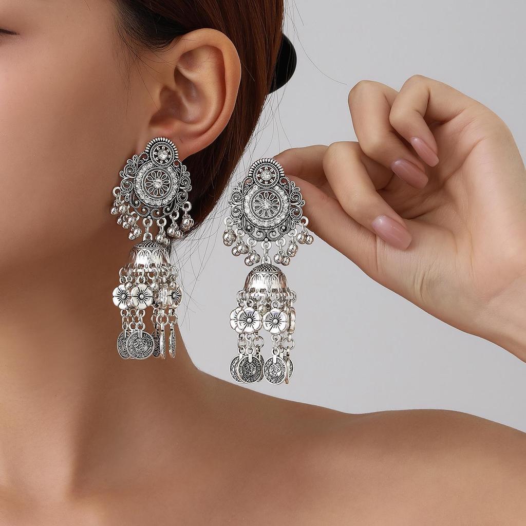 Bohemian Ethnic Tassel Metal Dangle Earrings - Fashion Exotic Ear Jewelry
