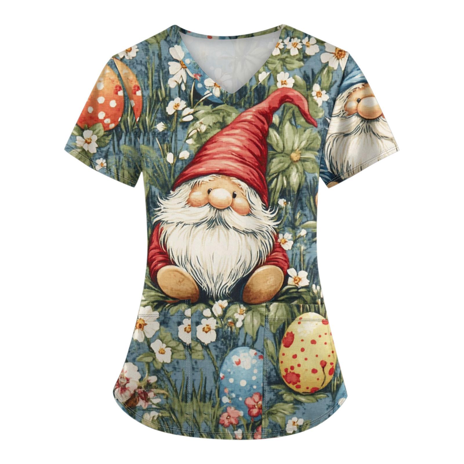 

Женские модные комбинезоны с коротким рукавом и V-образным вырезом, с карманами, пасхальные топы с принтом, одежда L красный