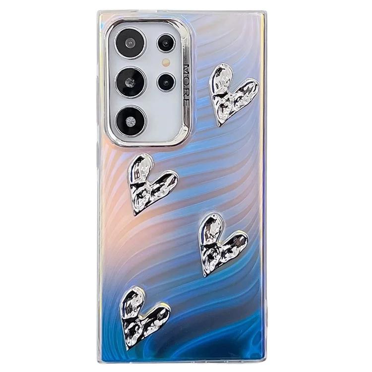 

For Samsung Galaxy S24 Ultra Phone Case IMD PC+TPU Cover with Electroplating Heart Decor