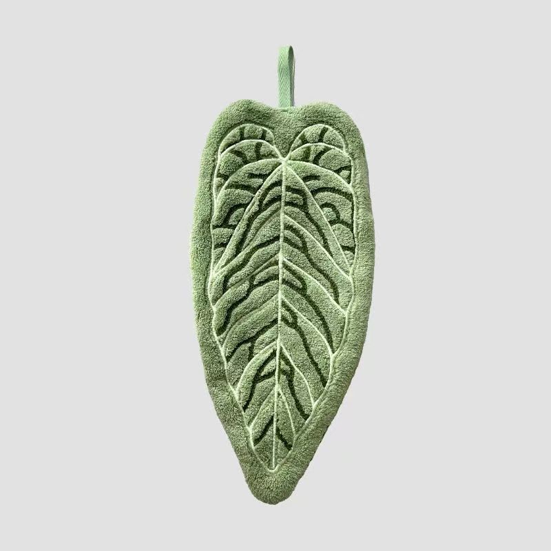 Plant Leaf Hand Towel, Hanging Type Kitchen Bathroom,Portable Towel Rag Water Suction Cleaning Plant Handkerchief Towels