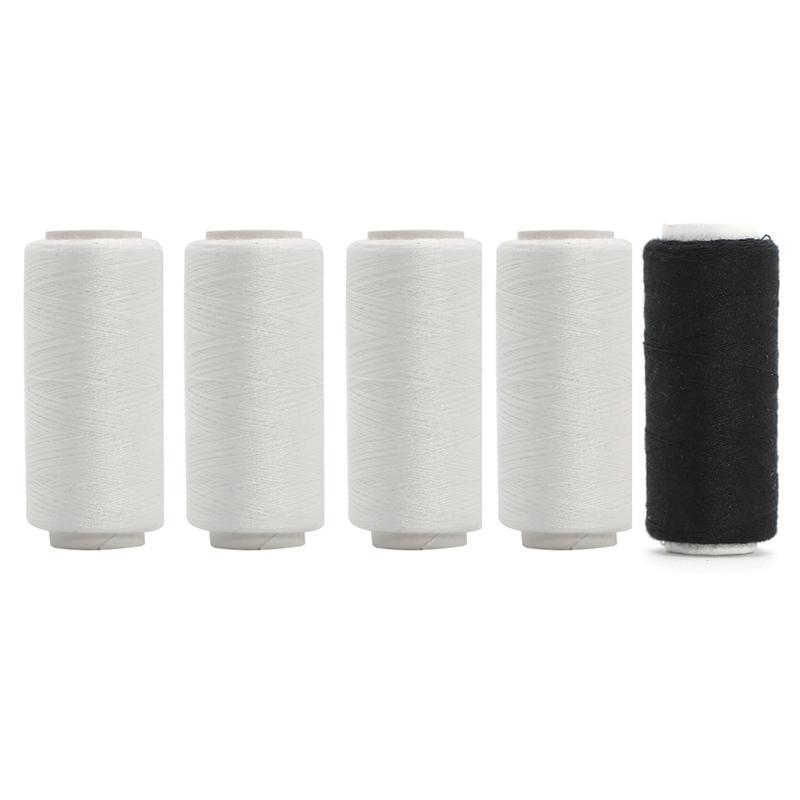 402 Polyester Black & White Sewing Thread Set: Small Roll for Machine & Hand Sewing, Needle & Thread for Household & Clothes Use.