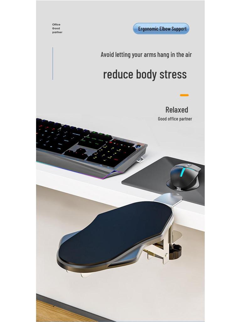 Folding Rotating Arm Support for Desk - Adjustable Elbow Rest for Home or Office