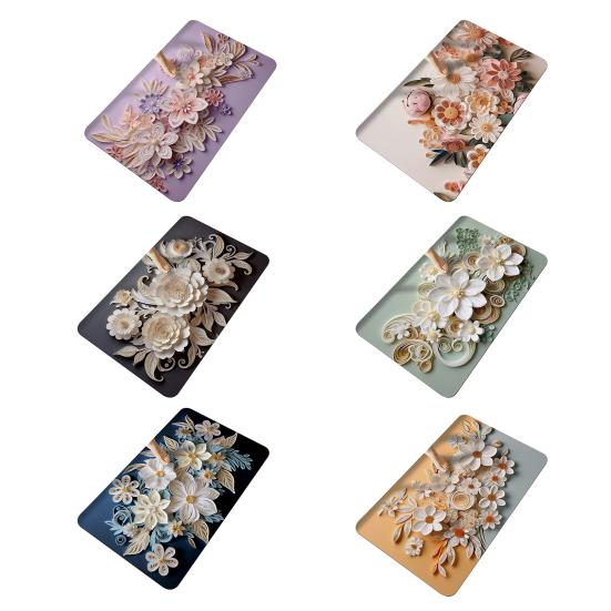 Podložka na podlahu 3D Koberec Optická iluze Květinová koupelnová předložka s dvojitým protiskluzovým designem Rychleschnoucí Snadno se čistí Koupelnová předložka