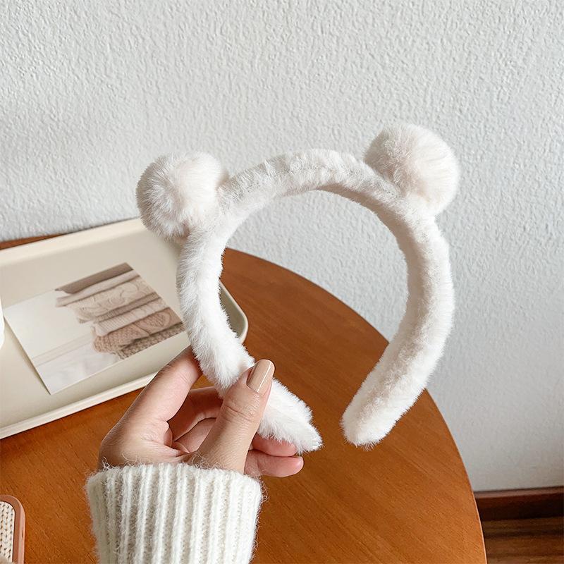 Zimní plyš Roztomilý Medvídek Čelenka do uší Make-up na obličej Čelenka Ženy Dívka do vlasů Pásek na hlavu Kruhové doplňky Scrunchie Pokrývka hlavy
