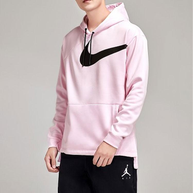 Nike Logo Drawstring Hoodie Men Tops Pink AJ9264-663