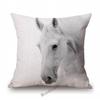 White Horse Royal Court Horsemanship Club Decoration Art Sofa Throw Pillow Case Black White Elegant Linen Pony Cushion Cover