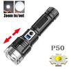 Super Bright LED Flashlight USB Rechargeable Torch Telescopic Zoom Powerful Handlight for Outdoor Explore Emergency Waterproof