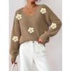 Autumn/Winter Women’s Pullover: Hand-crocheted, 3D-paneled, Statement Deep-V-neck Pullover