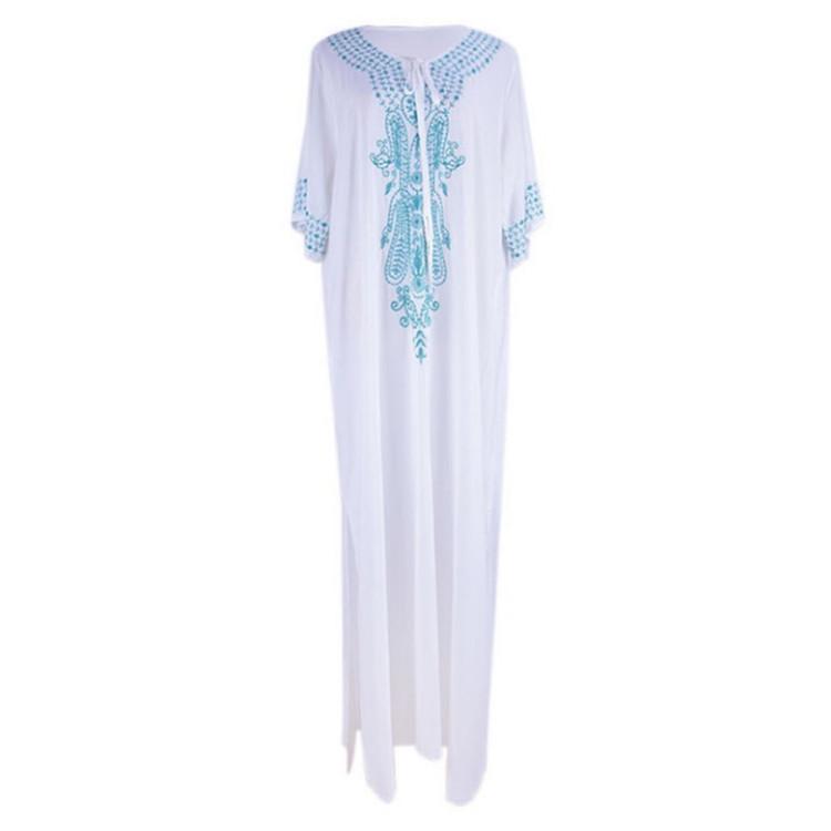 Rayon Embroidery Beach Cover-Up: Loose Long Robe for Seaside Holidays, Available In 6 Colors