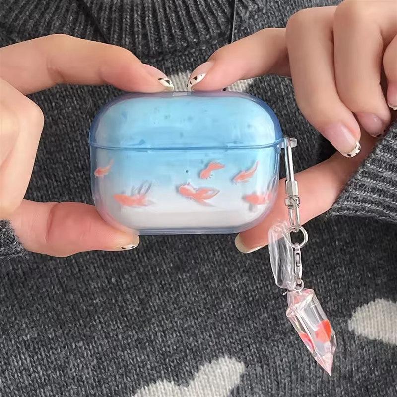 Cute and Ornamental Koi Gradient Earphone Case for Airpods 2 3 4 TPU Soft Protective Cover for Airpods Pro 2 2nd Charge Box Cover