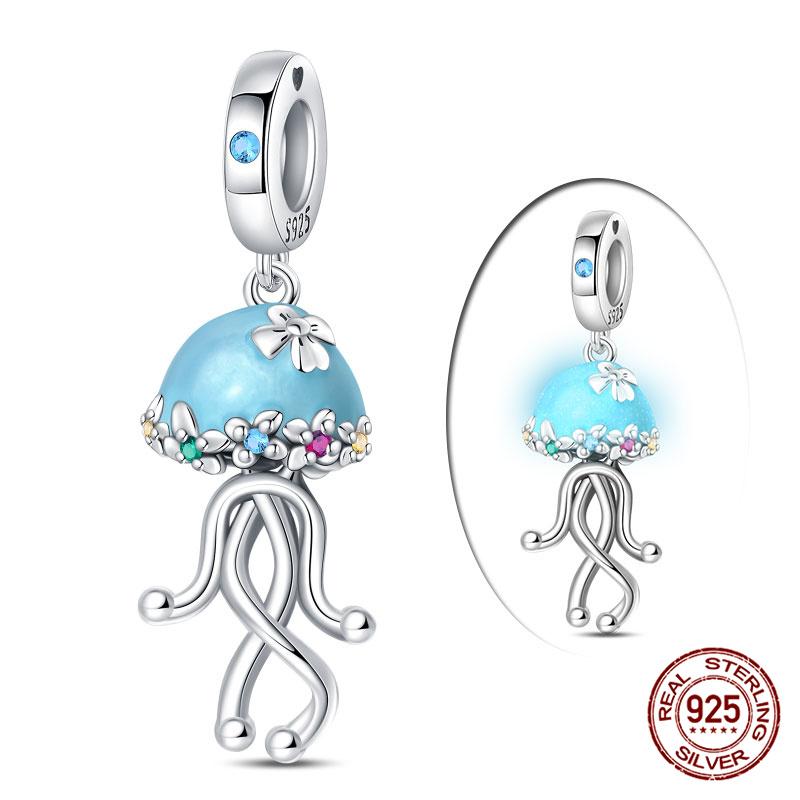 Authentic 100 copper Shell Luminous Bead Charms Crab Octopus Charm Bead Charms Compatible With Authentic Bracelets Do It Yourself Jewellery Making Wo