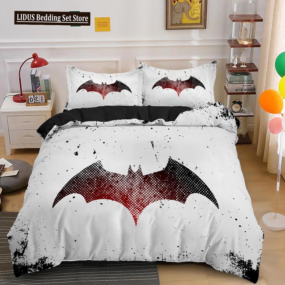 Halloween Duvet Cover Set Flying Vampire Bedding Set Bats Witchcraft Magic Polyester Comforter Cover King Size For Boys Girls
