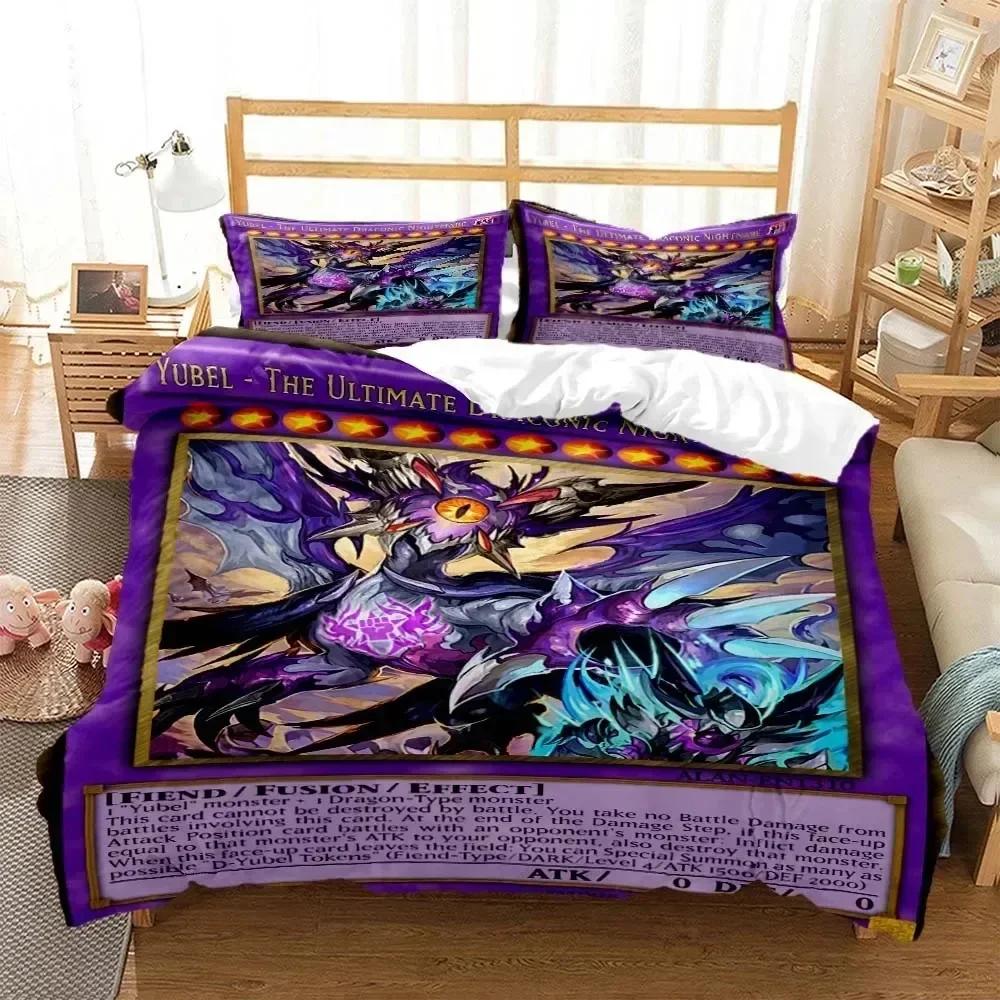 Anime Yu-Gi-Oh Game Card Bedding Set Duvet Cover Sheet Printed Bed Set Pillowcase Bed Full Queen King Size Comforter Bedroom