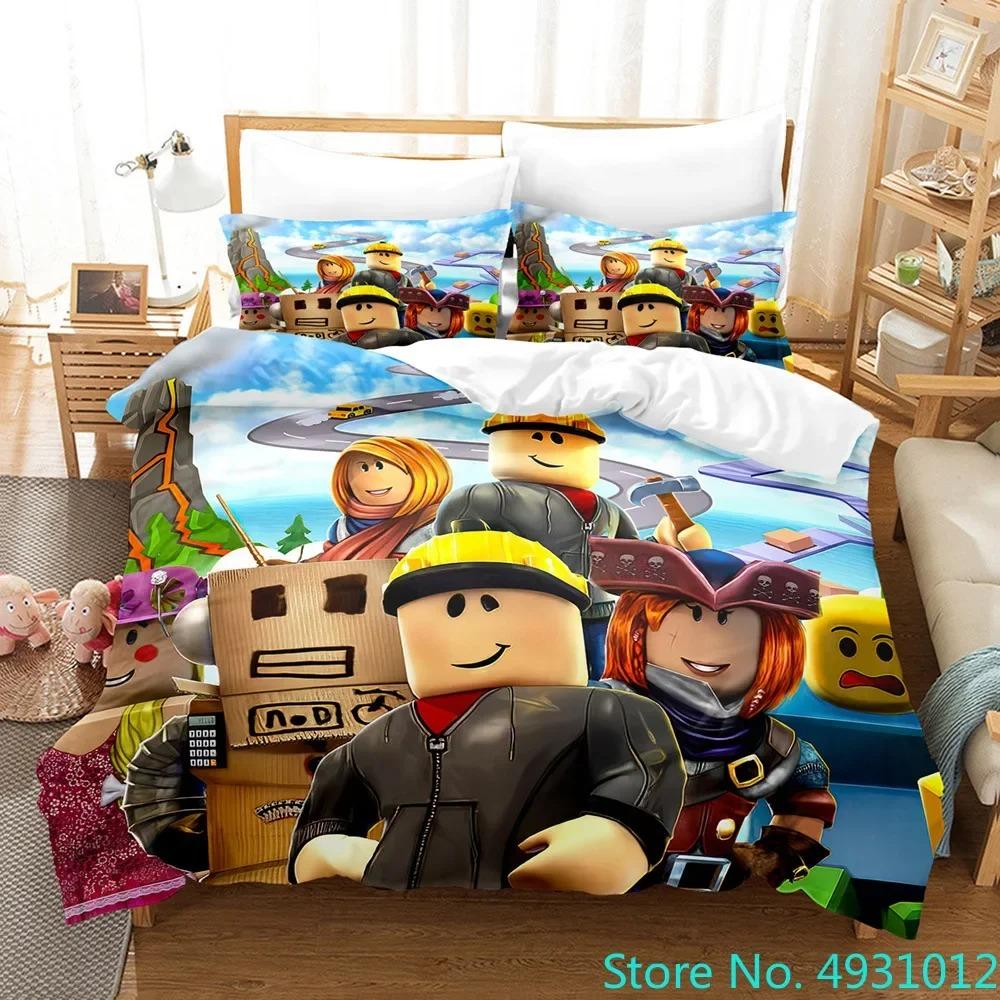 3D Cartoon Minecraft Duvet Cover for kids,Game Simulated World Bedding Set,Duvet Cover Pillowcases with Zipper Youth Kids Gift