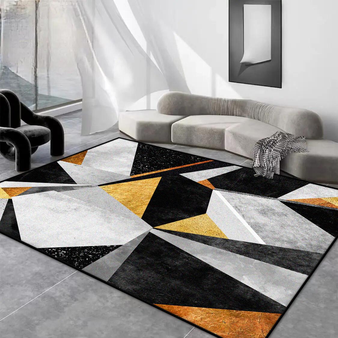 

Nordic Style Geometric Large Living Room Rugs Easy Clean Coffee Tables Non-slip Carpet Bedroom Cloakroom Washable Door Mat 60*90cm