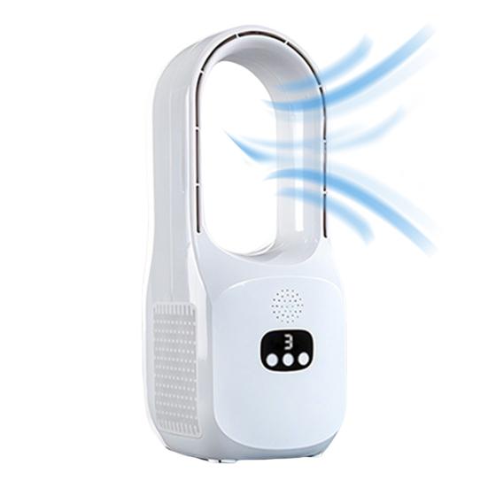 Bladeless Desk Fan with 3 Speeds Digital Display Strong Airflow Low Noise Rechargeable Quiet Cooling Fan