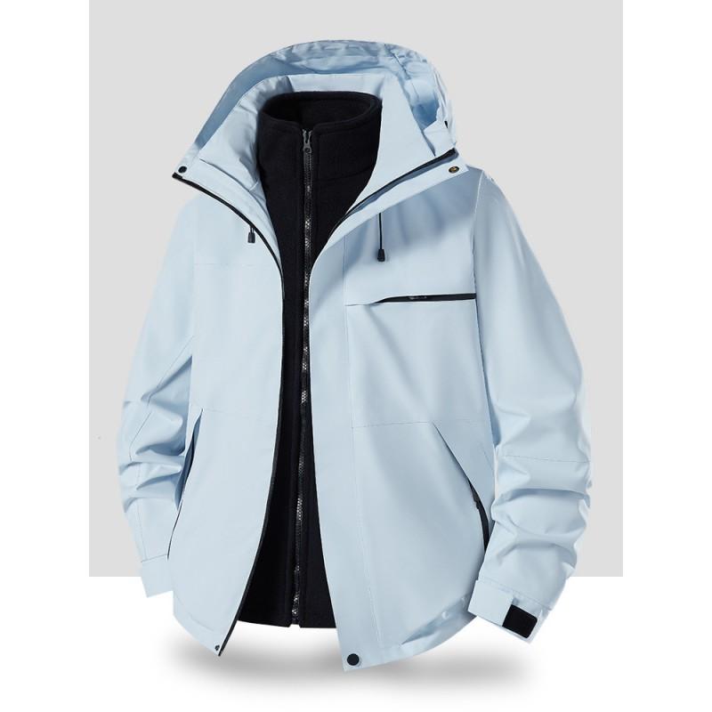 Womens 3-in-1 Waterproof Windproof Hiking Jacket With Removable Fleece Liner Trekking Camping Outdoor Travel