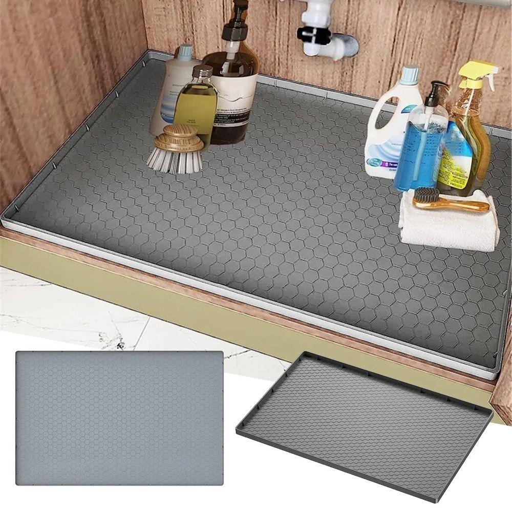 Easy To Clean Under Sink Mat Silicone Drip Proof Tray Square Drain Pad  Tableware