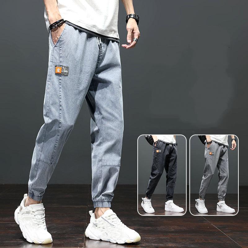 Pantaloni Estivi da Uomo in Tessuto di Cotone Sottile 2026 Retro Colore Unico Lavati alla Caviglia Larghi Casual Pantaloni da Trekking Jogging Taglia Grande S-5XL