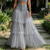 Long Skirt Women Skirt, High Waist Mesh Splicing Soft Breathable Patchwork Hip Covering Maxi Versatile for Party Beach Wedding Night Out Comfortable