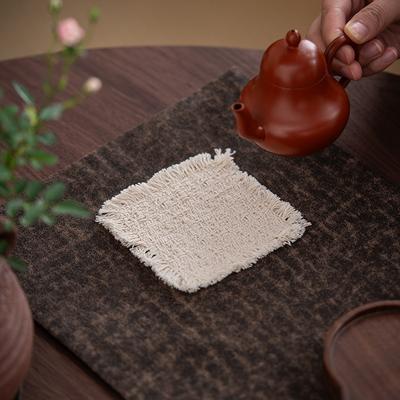 Retro Old Cloth Beard Edge Hand-made Coaster Zen Tea Cup Holder Thermal Insulation Coaster Tea Table Anti-scalding Mat Tea