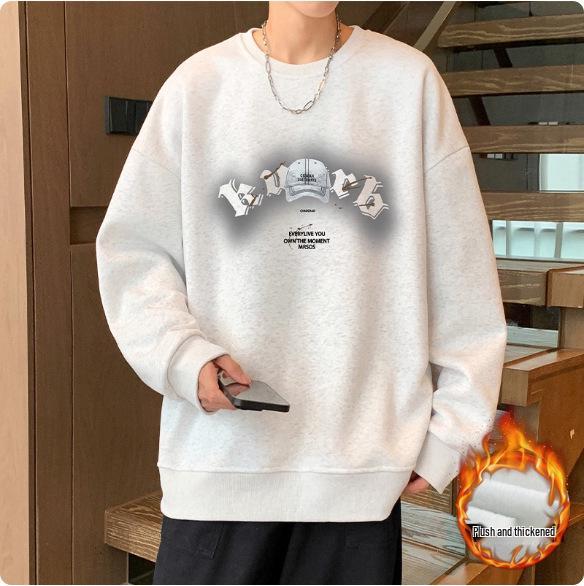 Men's Loose Fit Round Neck Sweatshirt - Autumn/Winter 2025, Plus Size, Trendy American Letter Casual Pullover