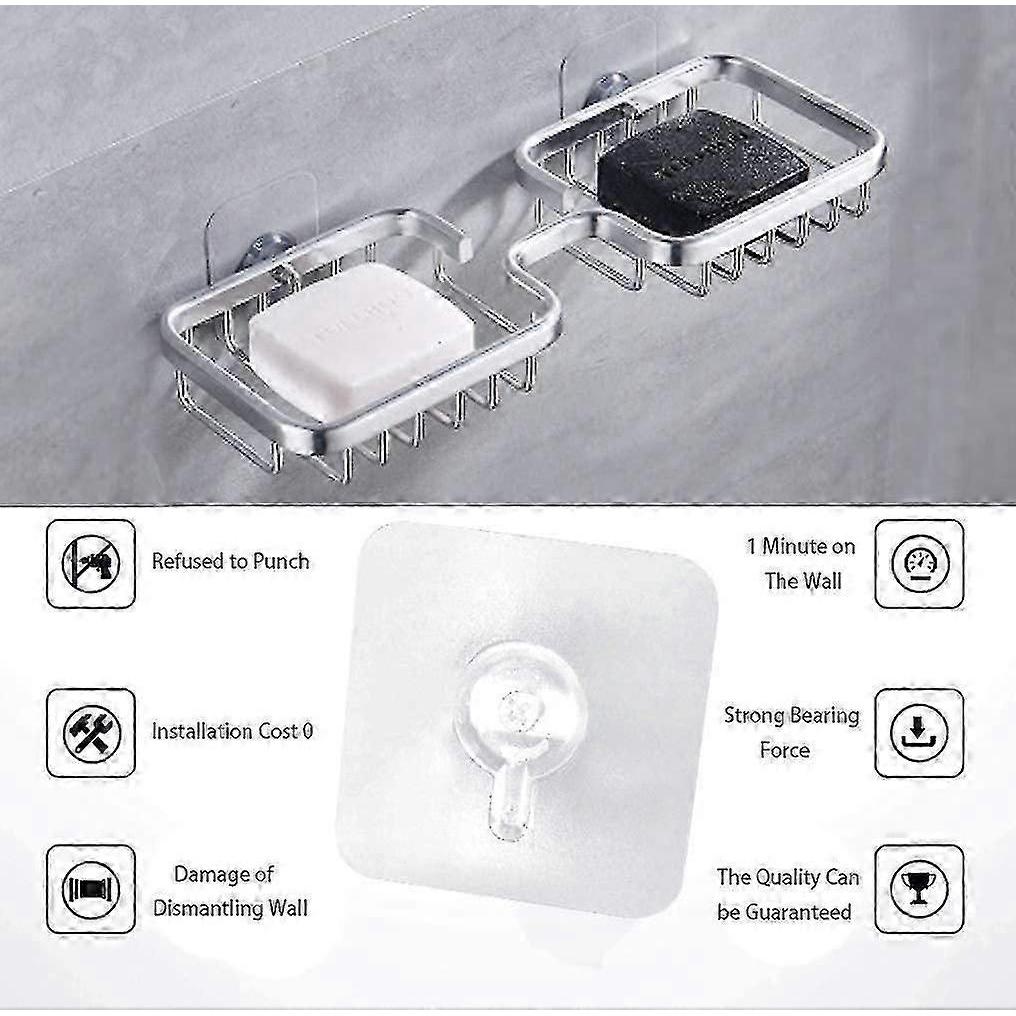 Double Bar Soap Dish, Self Adhesive Shower Soap Holder Bathroom Soap Dish, Aerospace Aluminum Soap S