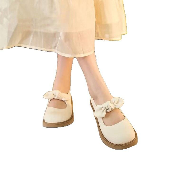 Xiaoxiangfeng Mary Jane Women's Shoes 2025 Autumn New Soft Bottom Round Head Bow Shallow Mouth Love Casual Women's Shoes