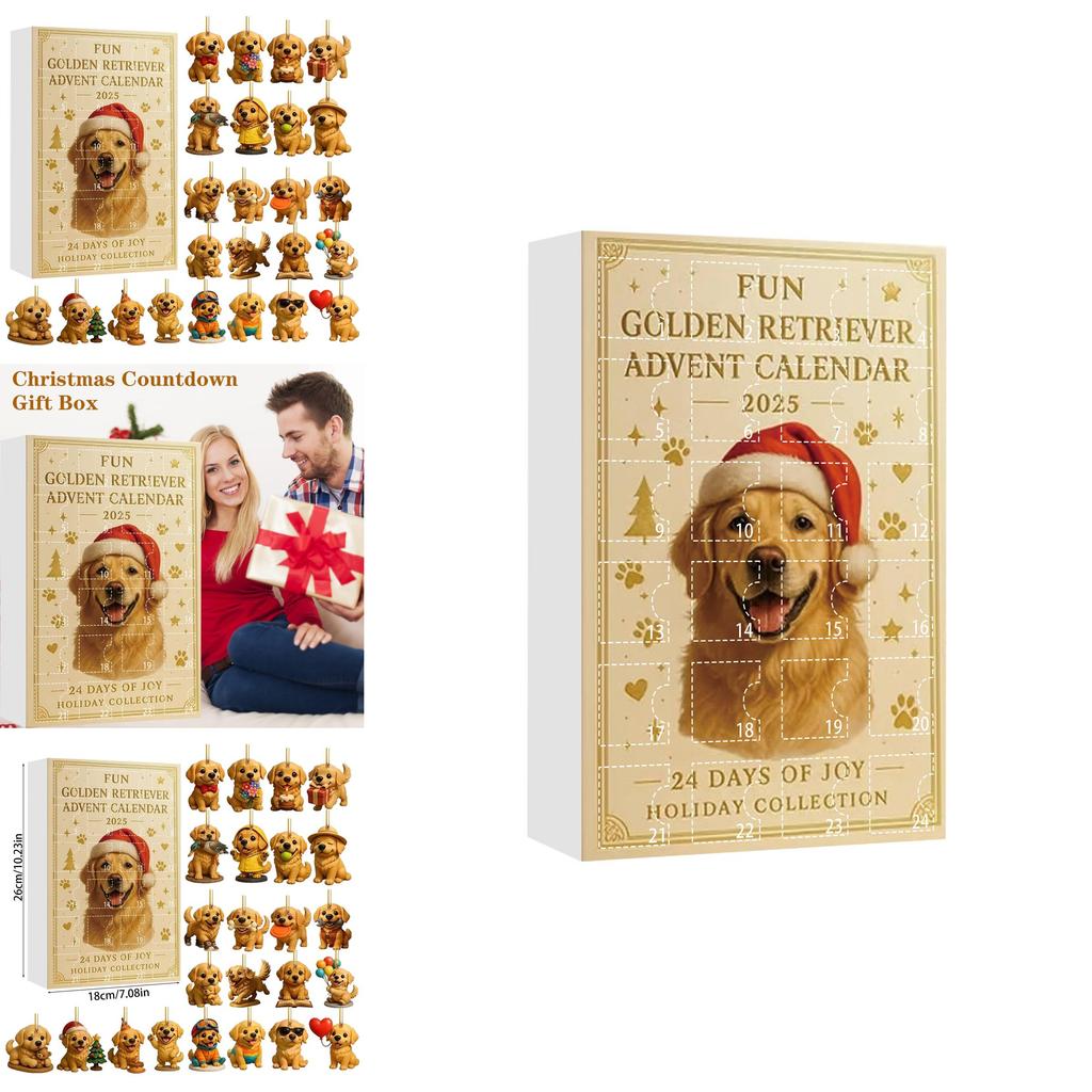 Dog Inspired Christmas Countdown Calendar With Acrylic Animal Decor For Gift And Decoration