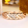 Elegant Braided Leaf Ring with Pave Zircon Accents In Gold Color for Women Daily Wear