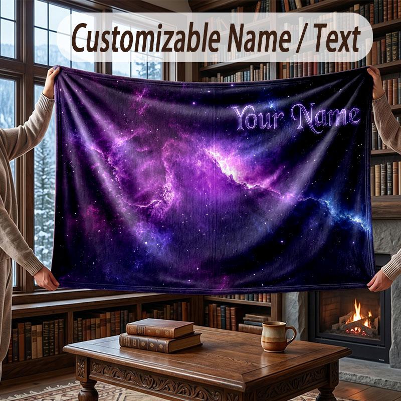 Coperta Cosmica a Tema Spaziale con Nome Personalizzato Testo Coperta Personalizzata Morbida Accogliente per Casa Divano Letto