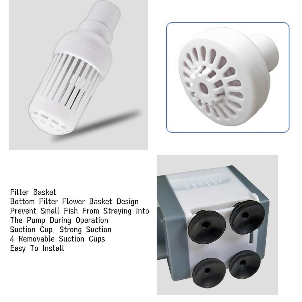 3 In 1 Aquarium Filter Pump Fish Tank Quiet Oxygen Aerator Filter Submersible Pump with 4 Removable