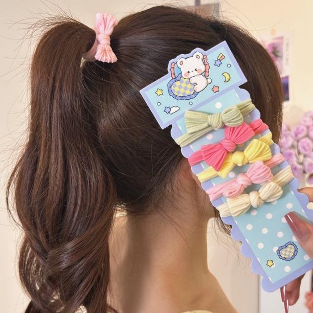 Candy Color Hair Ties: Bow Elastic Bands for Girls - Hair-Friendly Rubber Accessories for Little Girls